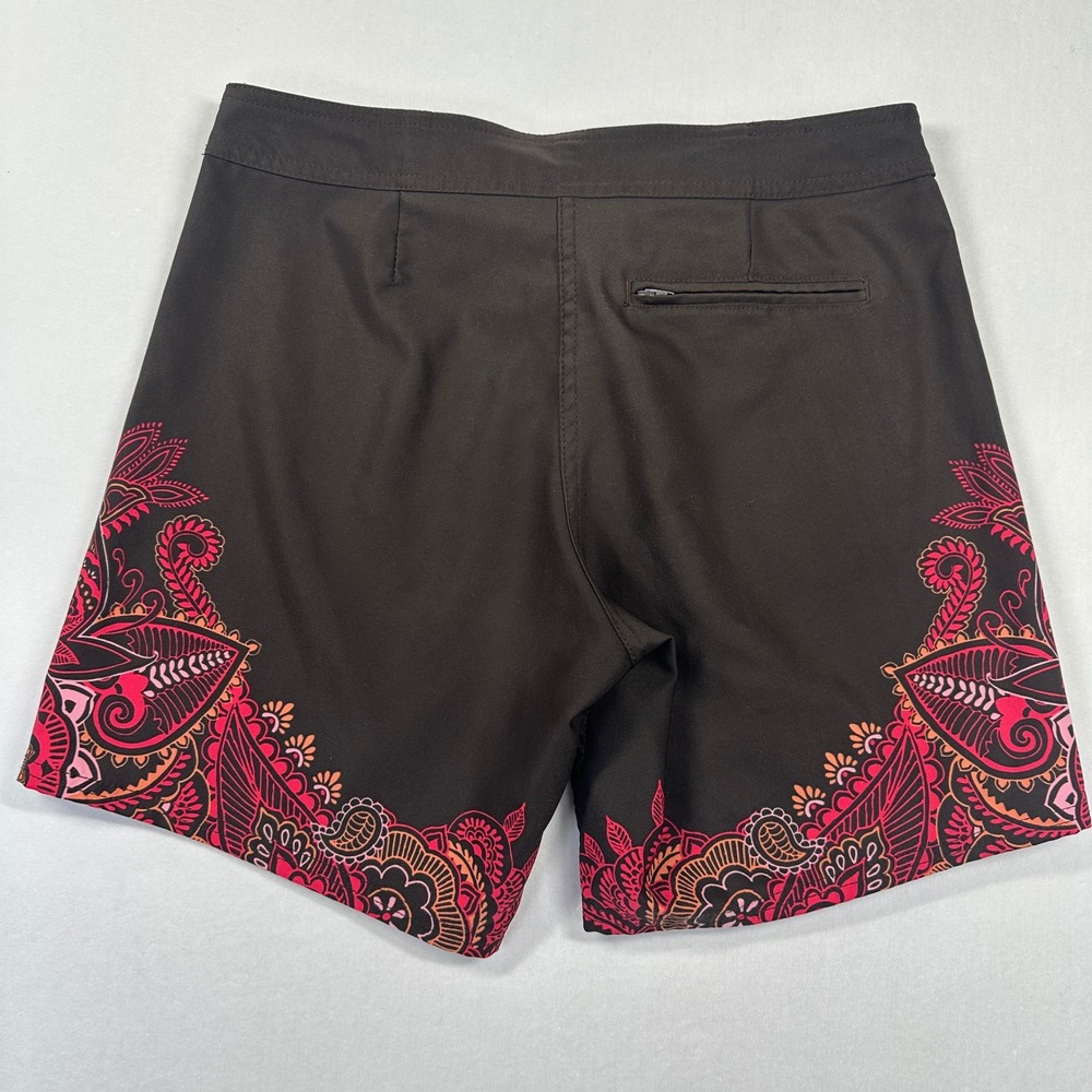 Mysterioso Board Shorts 6 Black Pink Paisley Mandala Surf Swim Beach Boho Y2K - Picture 3 of 10